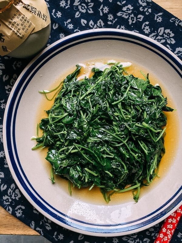 Sautéed Edible Clover (Chao Tou - 炒头), by thewoksoflife.com