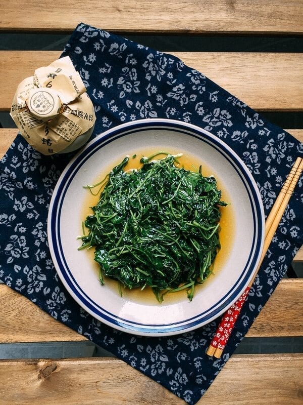 plate of Sautéed Edible Clover (Chao Tou - 炒头), by thewoksoflife.com