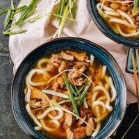 Udon Noodle Soup with Chicken & Mushrooms, by thewoksoflife.com