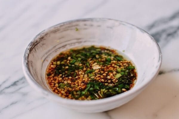 Chinese Boiled Shrimp with Ginger Scallion Dipping Sauce, by thewoksoflife.com