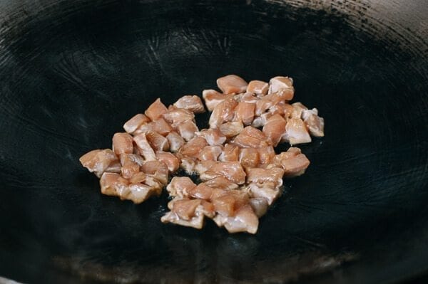 Searing Chicken Cubes, thewoksoflife.com