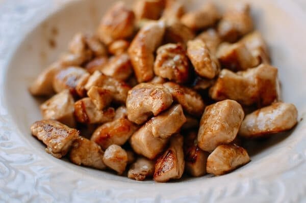 Seared chicken cubes, thewoksoflife.com