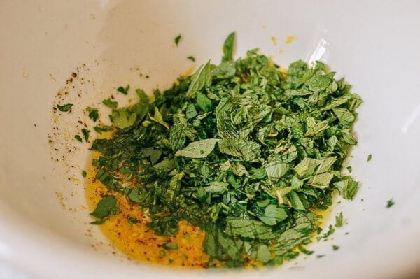 Farro Salad with Grilled Turkey, Lemon, Herbs & Feta, by thewoksoflife.com