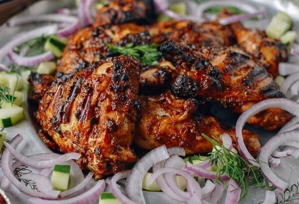 Grilled Tandoori Chicken with Indian-Style Rice, by thewoksoflife.com