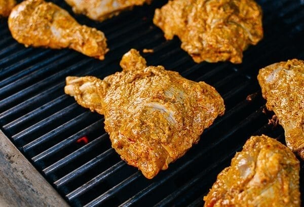 Grilled Tandoori Chicken with Indian-Style Rice, by thewoksoflife.com