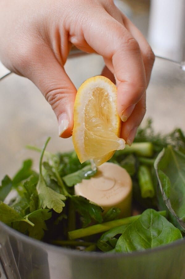 Green Goddess Salmon Burgers, by thewoksoflife.com