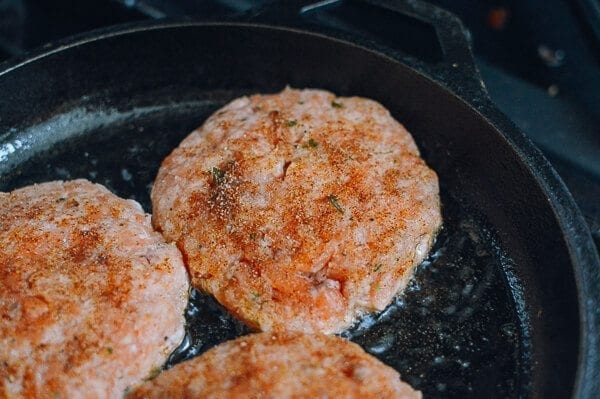 Green Goddess Salmon Burgers, by thewoksoflife.com