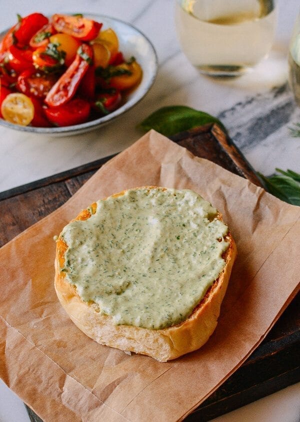 Green Goddess Salmon Burgers, by thewoksoflife.com