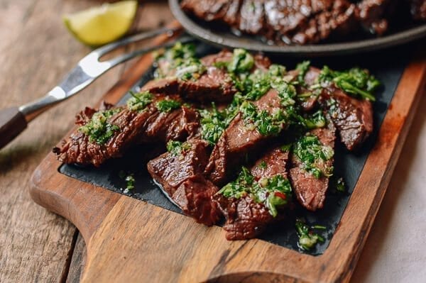 Grilled Skirt Steak with Chimichurri, by thewoksoflife.com