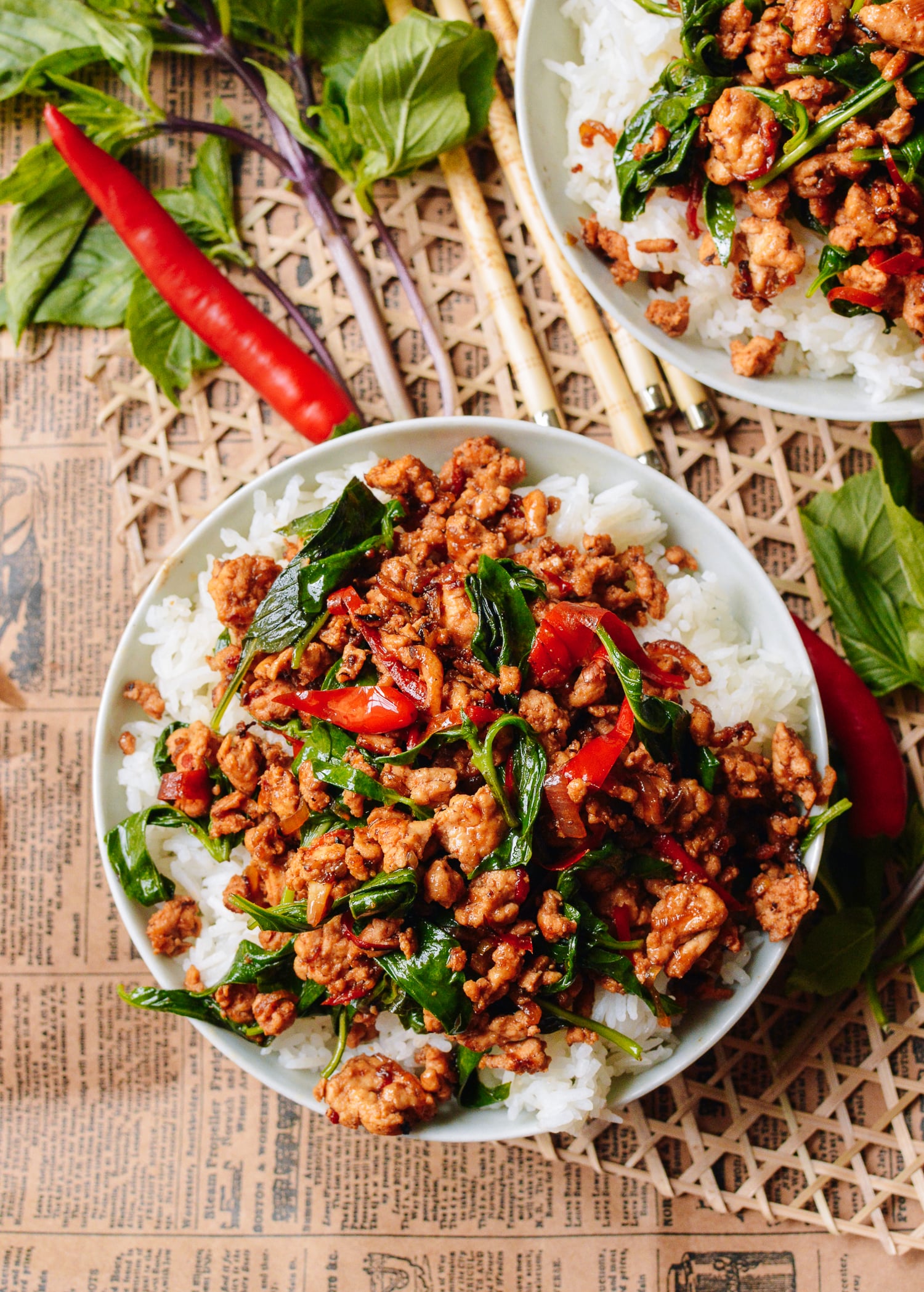 Thai Basil Chicken recipe, by thewoksoflife.com