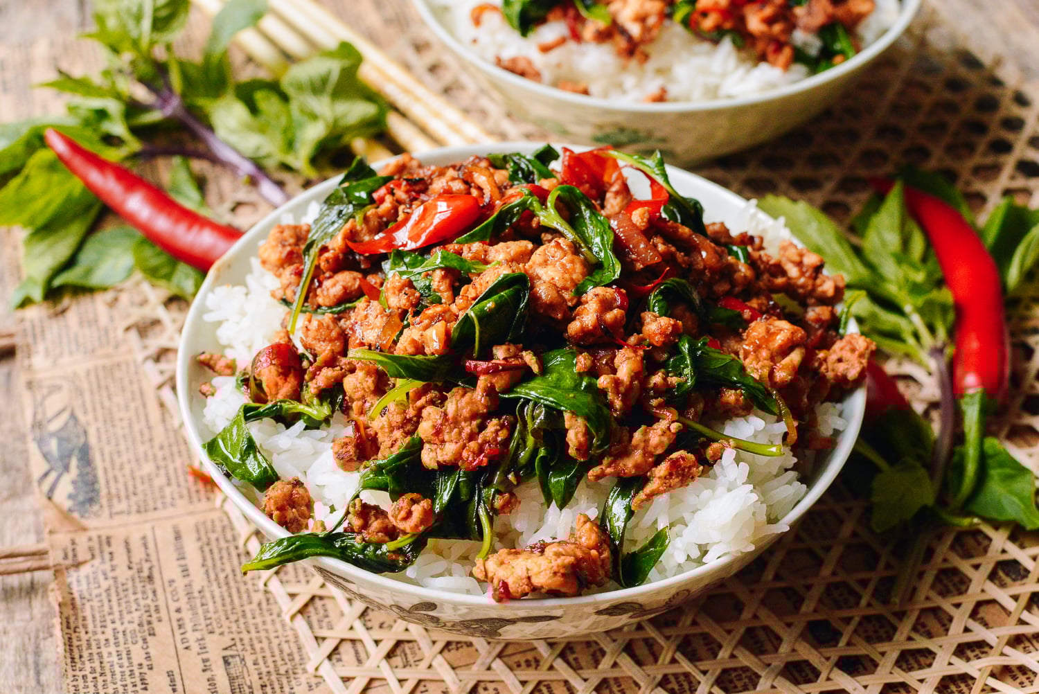 Thai Basil Chicken (Easy Gai Pad Krapow), by thewoksoflife.com