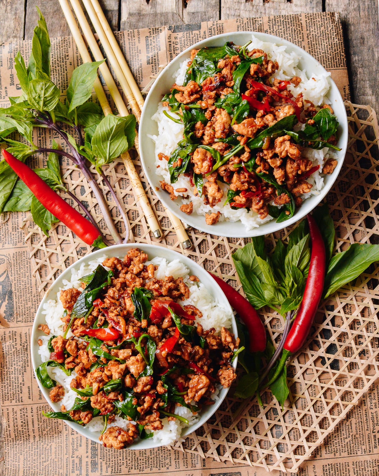 Thai Basil Chicken (Easy Gai Pad Krapow), by thewoksoflife.com