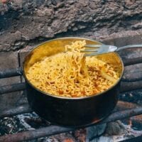 Curry Ramen Noodles over campfire