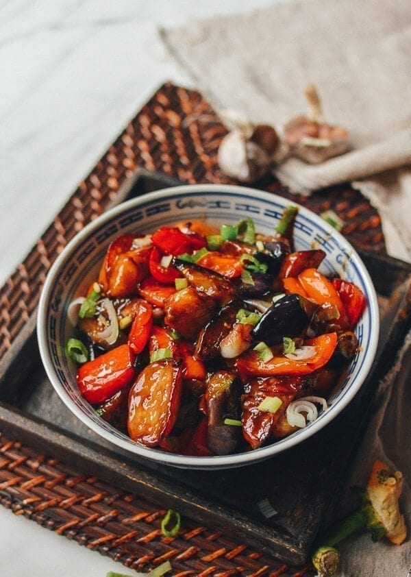 Di San Xian (Eggplant, Potato & Pepper Stir-fry), by thewoksoflife.com