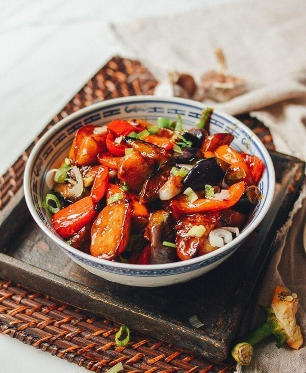 Di San Xian (Eggplant, Potato & Pepper Stir-fry), by thewoksoflife.com
