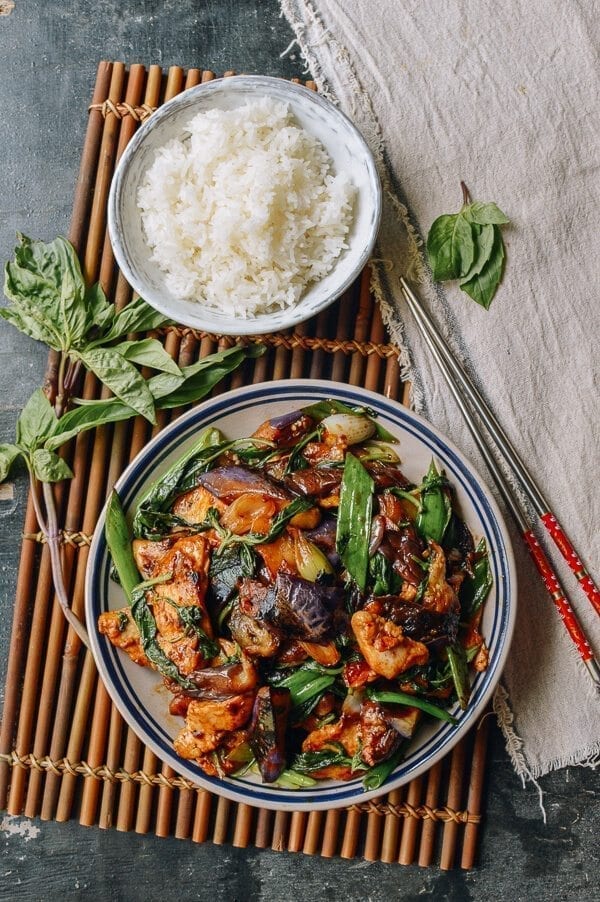 Thai Eggplant Stir-fry with Chicken & Basil, by thewoksoflife.com