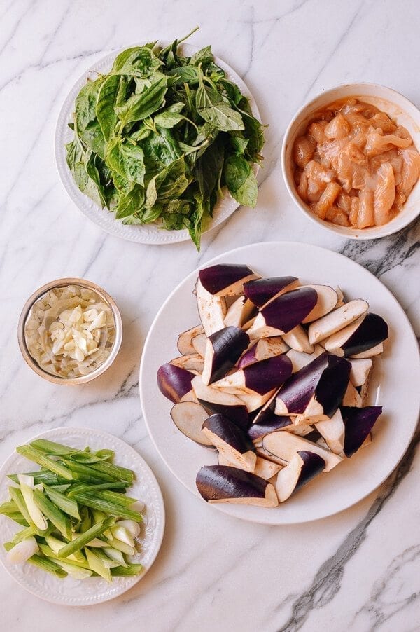 Thai Eggplant Stir-fry with Chicken & Basil, by thewoksoflife.com