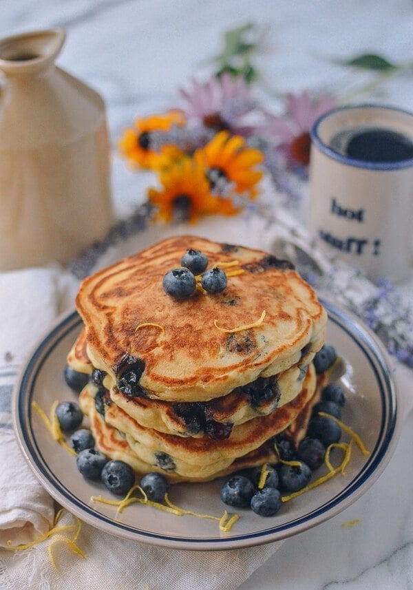 Blueberry Pancakes, by thewoksoflife.com