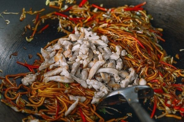 Stir-frying Chicken Lo Mein, by thewoksoflife.com