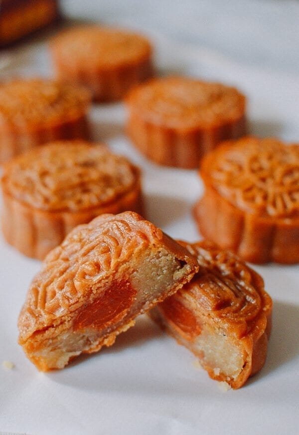 Lotus Mooncakes with Salted Egg Yolks, by thewoksoflife.com