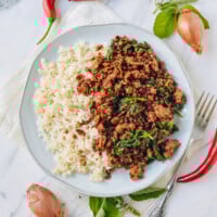 Pork and Holy Basil Stir-fry (Pad Kra Pao), by thewoksoflife.com