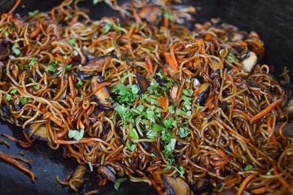 Caramelized Soy Sauce Noodles with Sweet Potato & Mushrooms, by thewoksoflife.com