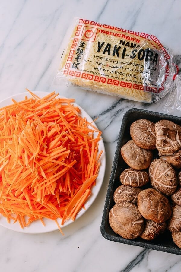 Caramelized Soy Sauce Noodles with Sweet Potato & Mushrooms, by thewoksoflife.com