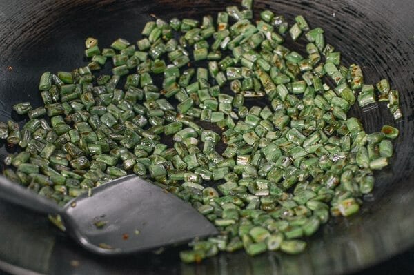 Stir-Fried Green Beans with Pork and Chinese Olive Vegetable, by thewoksoflife.com