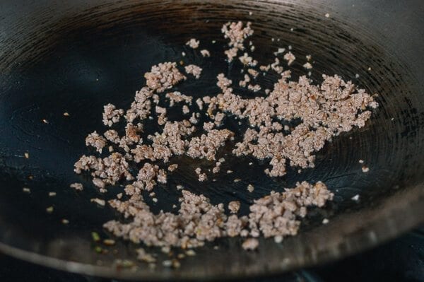 Stir-Fried Green Beans with Pork and Chinese Olive Vegetable, by thewoksoflife.com