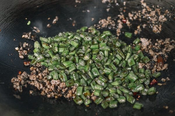 Stir-Fried Green Beans with Pork and Chinese Olive Vegetable, by thewoksoflife.com