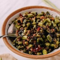 Stir-Fried Green Beans with Pork and Chinese Olive Vegetable, by thewoksoflife.com