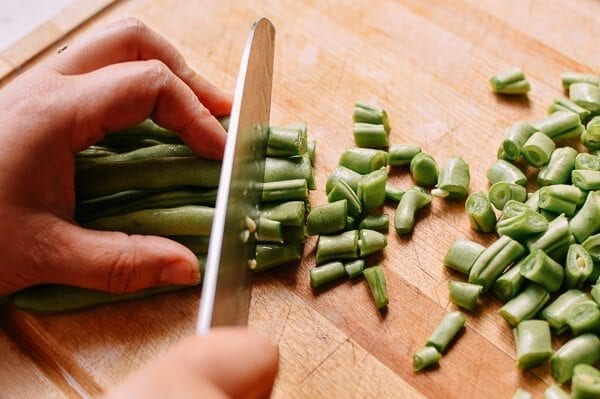 Stir-Fried Green Beans with Pork and Chinese Olive Vegetable, by thewoksoflife.com