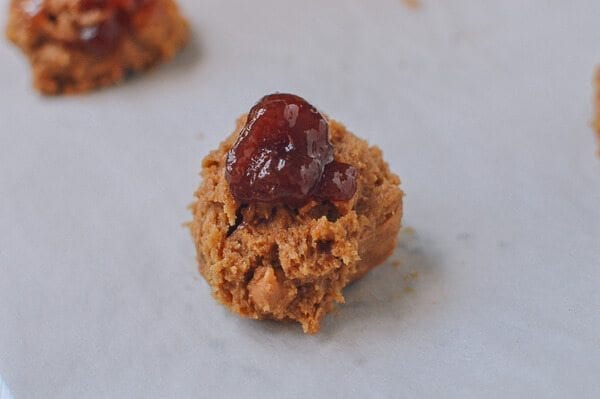 Peanut Butter and Jelly Cookies, by thewoksoflife.com