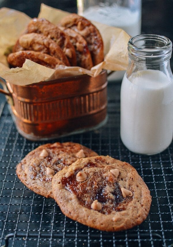 Peanut Butter and Jelly Cookies, by thewoksoflife.com