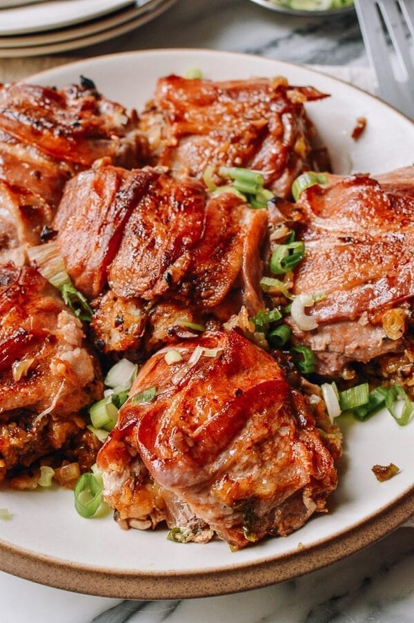 Pork Chop Sticky Rice Bake, by thewoksoflife.com