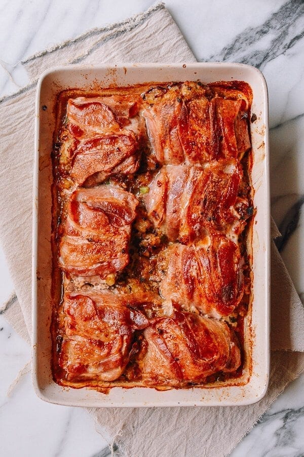 Pork Chop Sticky Rice Bake, by thewoksoflife.com
