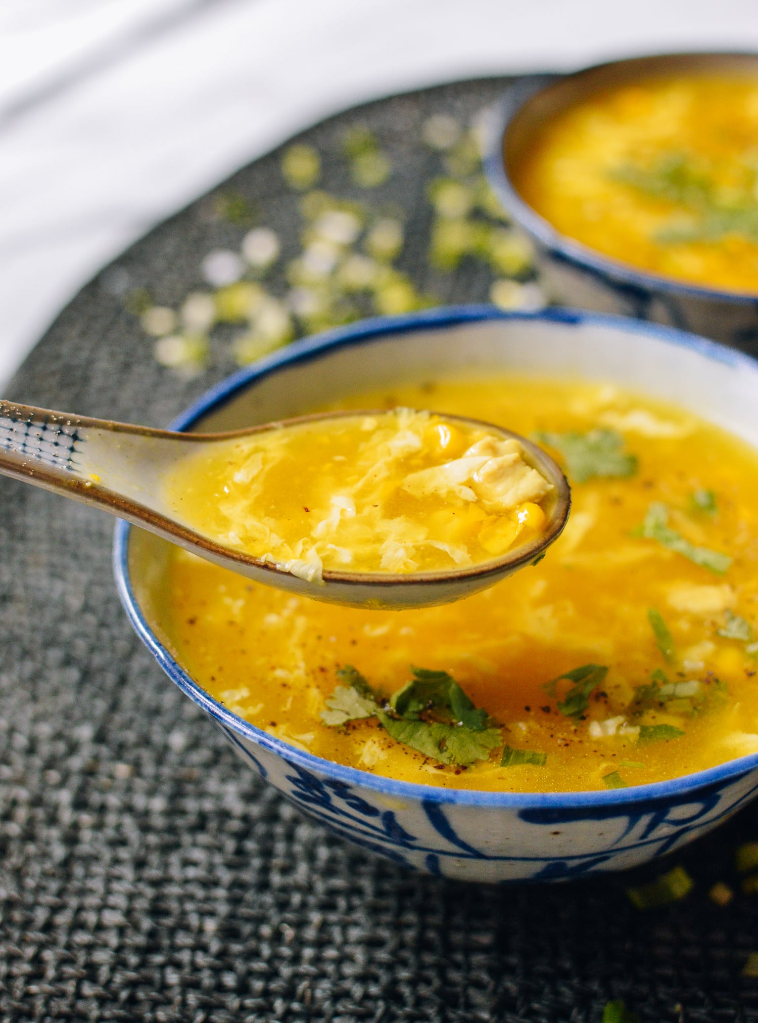 Chicken Corn Egg Drop Soup, by thewoksoflife.com