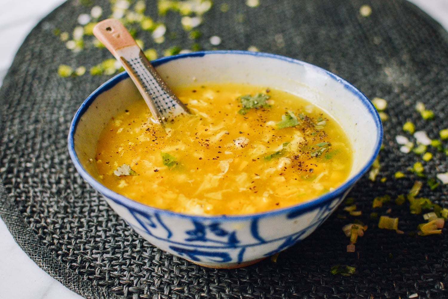Chicken Corn Egg Drop Soup, by thewoksoflife.com