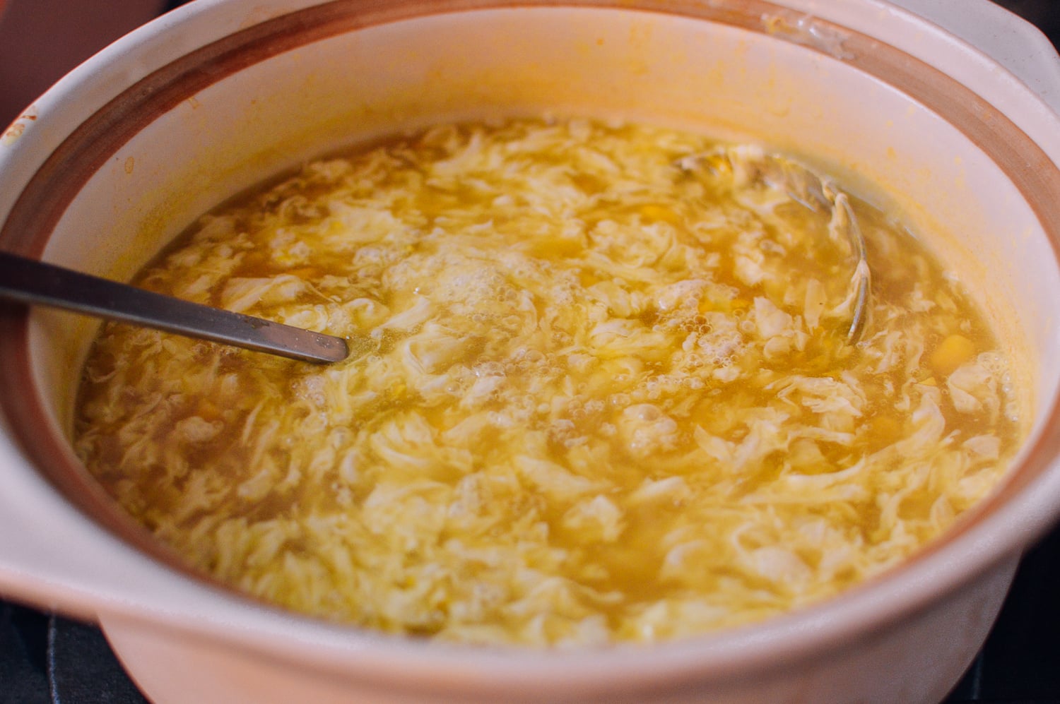 Chicken Corn Egg Drop Soup, by thewoksoflife.com