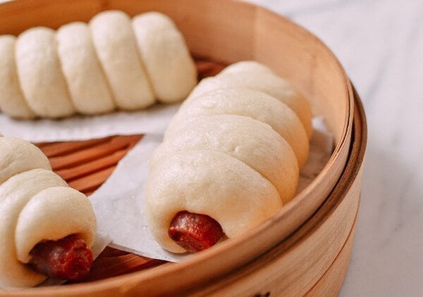 Chinese Sausage Buns (Lop Cheung Bao), by thewoksoflife.com