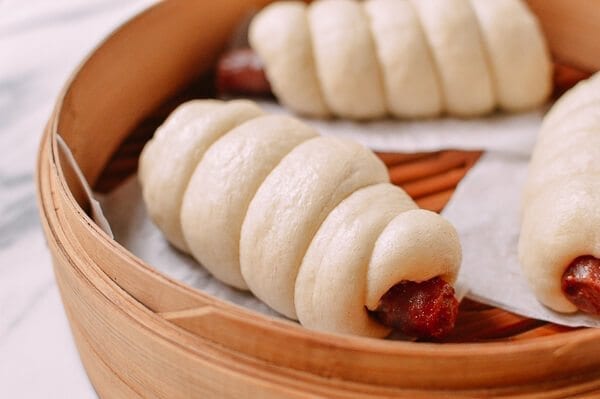 Chinese Sausage Buns (Lop Cheung Bao), by thewoksoflife.com