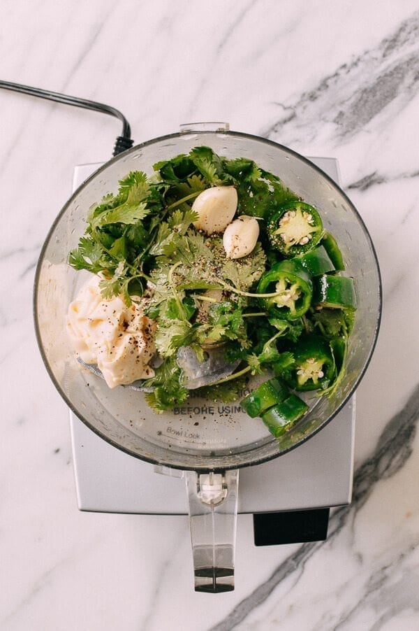 Peruvian Chicken & Green Sauce, by thewoksoflife.com