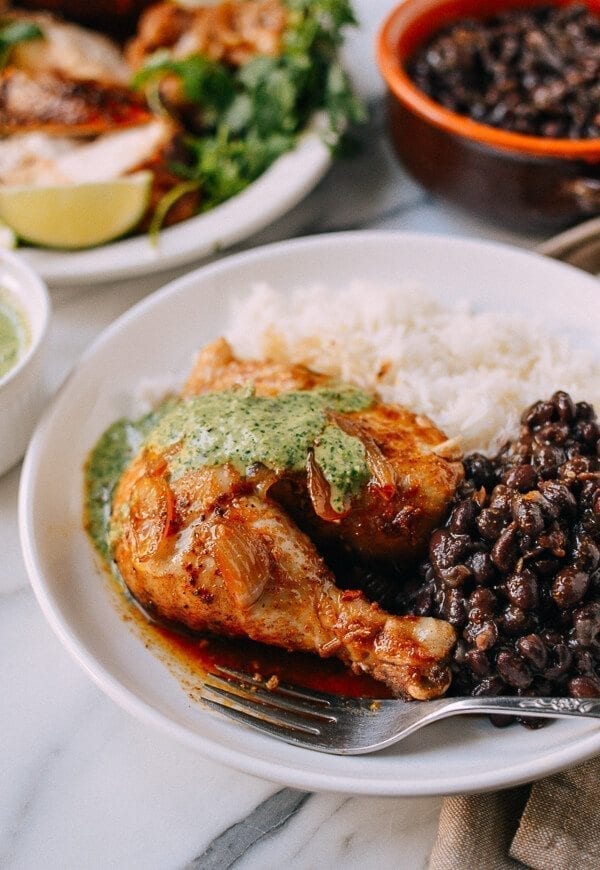 Peruvian Chicken & Green Sauce, by thewoksoflife.com