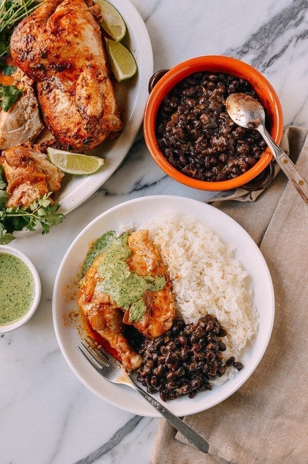 Peruvian Chicken & Green Sauce, by thewoksoflife.com