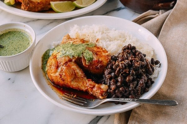 Peruvian Chicken & Green Sauce, by thewoksoflife.com