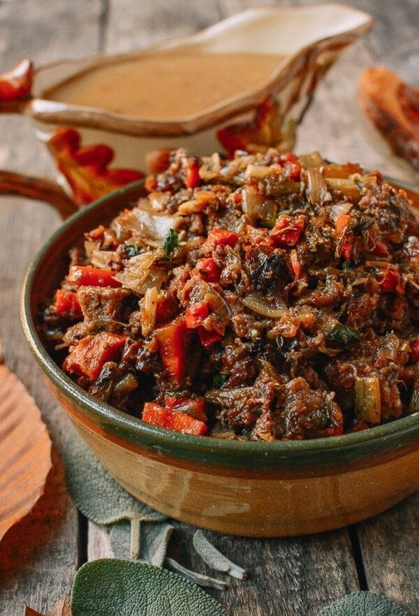 Herb Roasted Turkey Breast with Stovetop Stuffing, by thewoksoflife.com