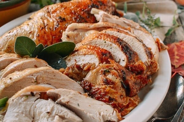 Herb Roasted Turkey Breast with Stovetop Stuffing, by thewoksoflife.com