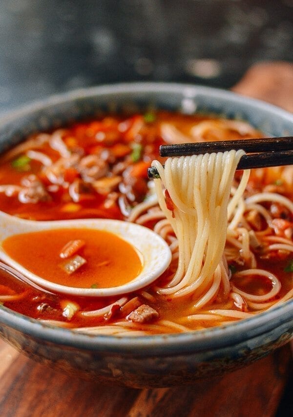 Shanghai Hot Sauce Noodles la jiang mian, by thewoksoflife.com