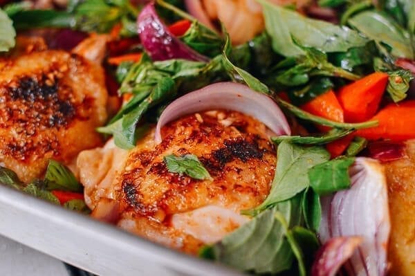 Thai Roasted Chicken Thighs, by thewoksoflife.com