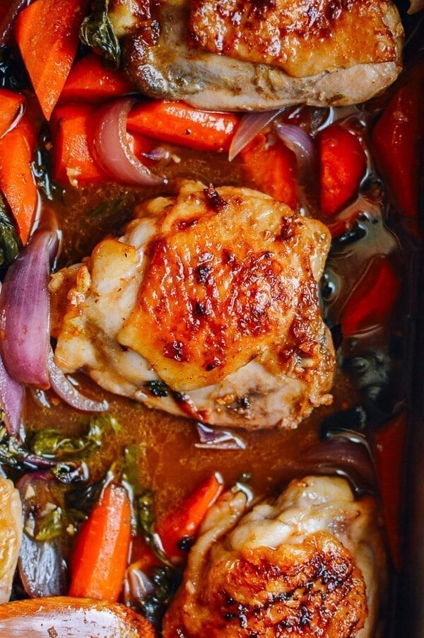 Thai Roasted Chicken Thighs, by thewoksoflife.com